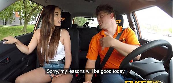  Fake Driving School Beautiful babe Ginebra Bellucci first driving lesson